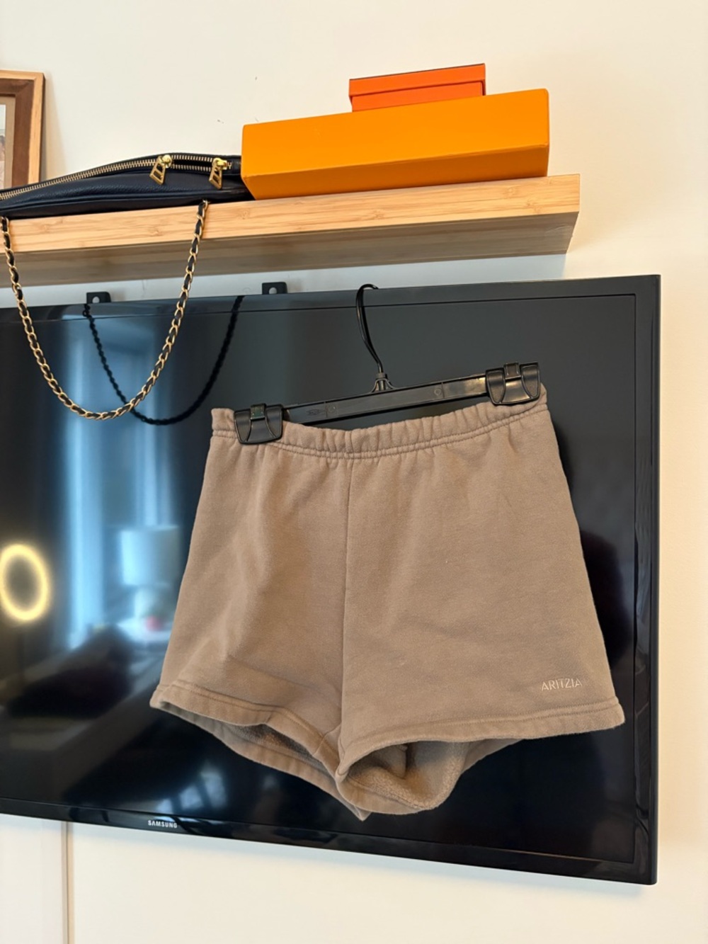 Aritzia Taupe Fleece Athletic Shorts